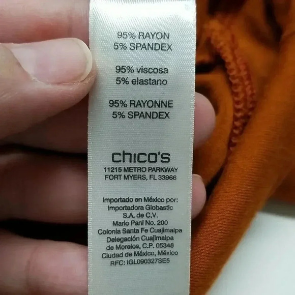 {Chico's} Size 2 Women's Blouse Zenergy by Chico's Long Sleeve Rust Orange Brown - Picture 7 of 9